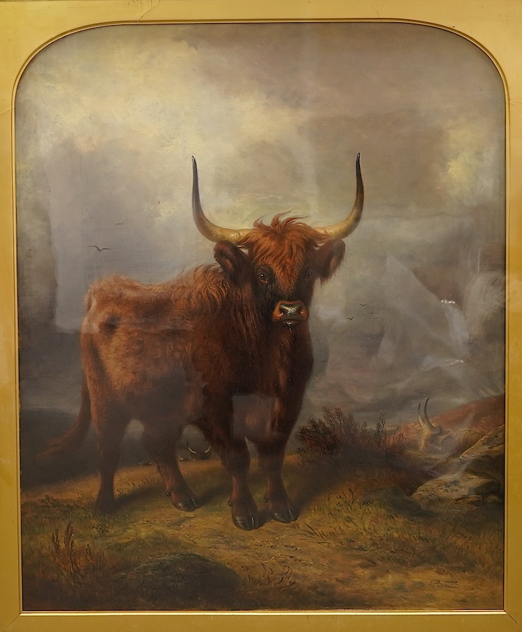Aster R. C. Corbould, (c.1812-c.1882), A Highland Cow in a landscape